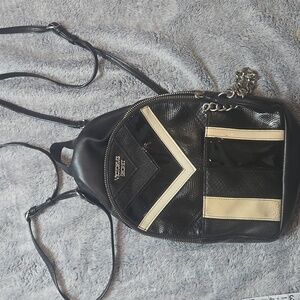 Victoria's Secret Black and Cream Chevron Backpack